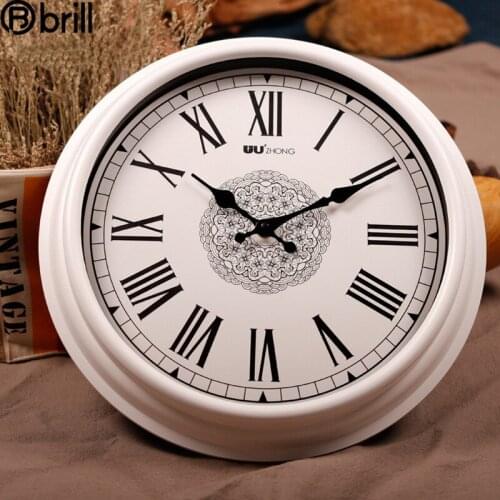 Nordic Vintage Large Art America-Style Silent Wall Clock Retro Roman Numerals Clocks Wall Home Decor Kitchen Farmhouse Decor