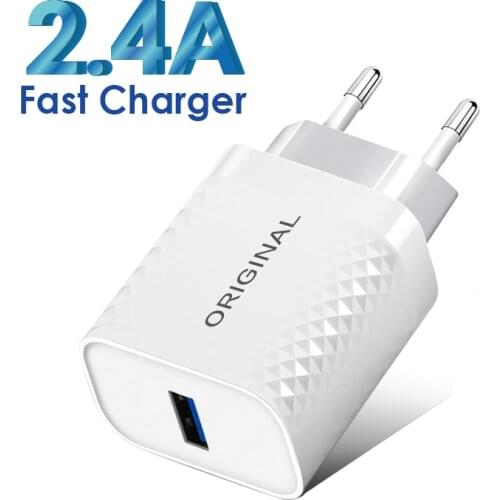 2.4A USB Charger Fast Charging Mobile Smartphone Adapter Universal Xiaomi Huawei Samsung 1 port Quick Universal Wall charger