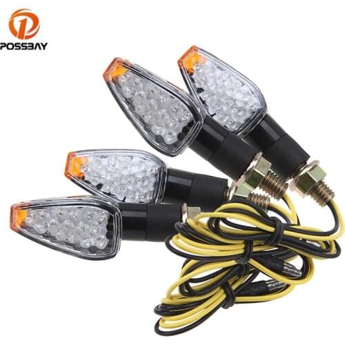 POSSBAY 4Pcs/set Universal Motorcycle Led Rear Turn Signal Brake Light Amber Indicator Lamp 12V Motorbike Accessories for Honda