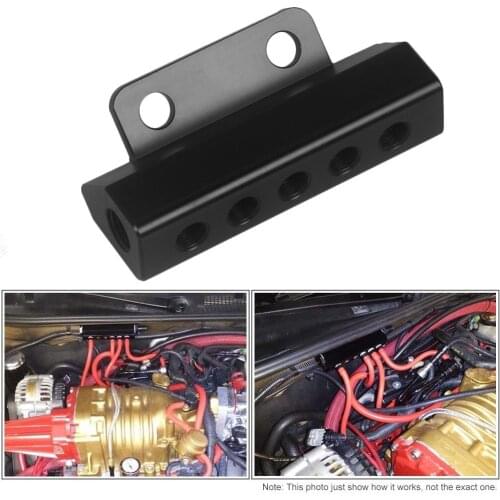 Vacuum Intake Manifold 6 Port 1/8 NPT Universal Aluminum Turbo Boost Block Intake Manifold Black Vacuum Intake Manifold
