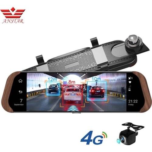 ANSTAR 4G DVR Dash Cam 10" Full Screen Touch Mirror Dvr Radar Detector Vehicle Camera WIFI ADAS Rear View Camera Russian Version