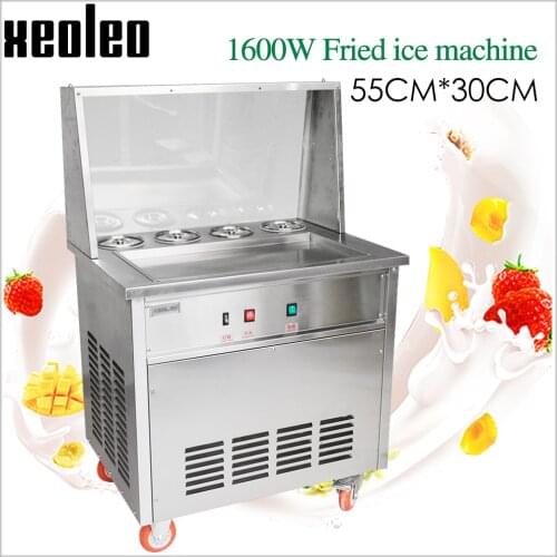 XEOLEO Roll Ice cream maker 1600W Roll ice Frying machine with 4 Buckets Fry Ice machine Stainless steel Ice cream Frier R22