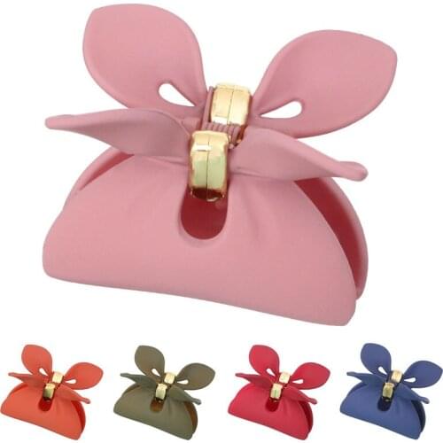 Cute large bow catch clip solid color matte rabbit ears hairpin card