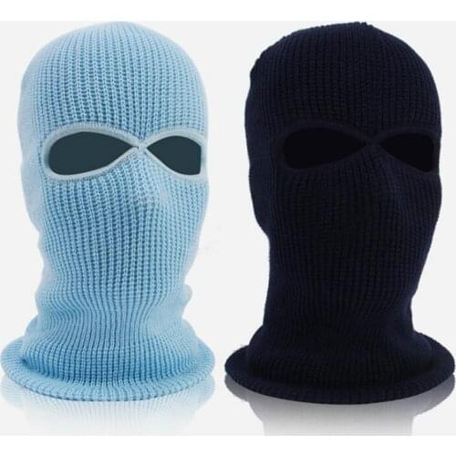 Winter Balaclava 2/3 Hole Full Face Mask Cap Knitting Motorcycle Face Shield Outdoor Riding Ski Mountaineering Head Cover