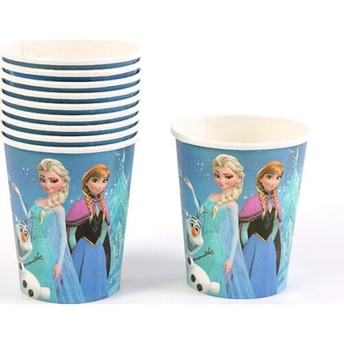 10pcs Disney Frozen Elsa Princess Theme Kids Girls Birthday Party Decoration Family Party Disposable Paper Cups