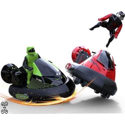 2 pcs Green and Red RC Bump and Eject Bumper Car Stunt Vehicles with Ejectable Drivers Included 27MHz vs 40MHz Speed Vehicles