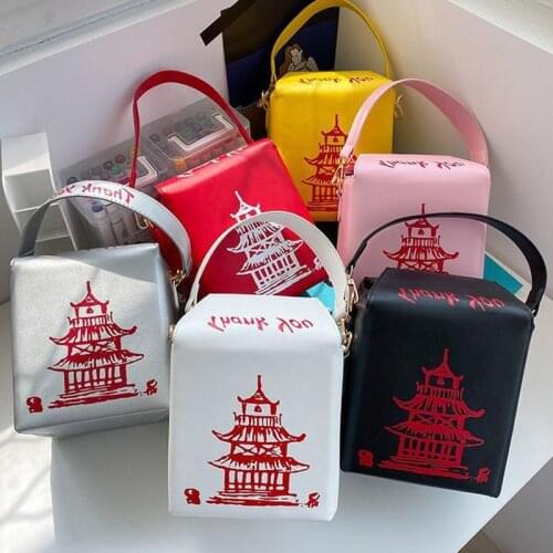 2020 Fashion red China temple pattern box shoulder crossbody bag tote luxury bags women handbag