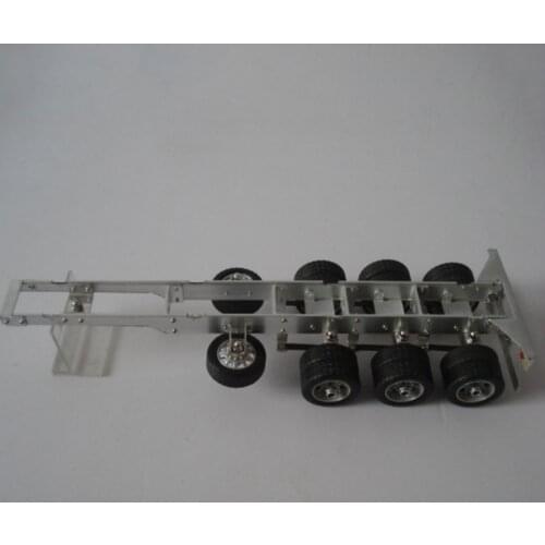 1/32 scale 3-axle trailer model truck chassis aluminum alloy truck model for truck container car DIY with spring shock absorber