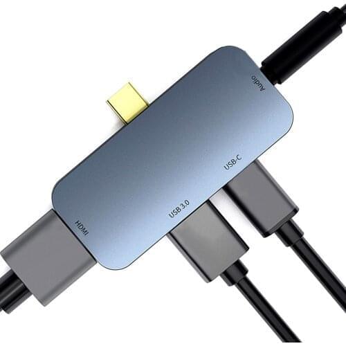 4IN1 USB Hub Type-C To 4K HDMI USB3.0 Adapter Type-C Hub USB-C Hubs With 60W PD Charging Port For Hard Disk Mouse Dropshipping