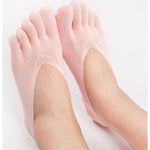 5 pairs/lot! New Cotton Breathable Five Toe Socks For Women Grid Patchwork Females Finger Socks Elastic
