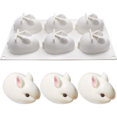 6-Cavity Rabbit Bunny Silicone Cake Mold DIY Chocolate Ice Cream Baking Tool Diy Cake Decorating Tools