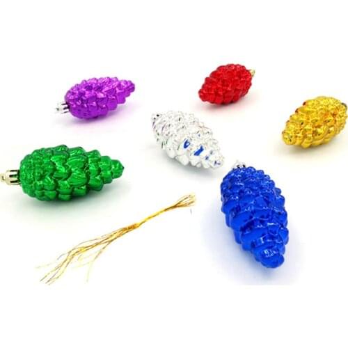 6pcs Christmas Hanging Ornament Pinecone Shape Pine Cones Hanging Decoration Xmas Tree Ornament Xmas New Year Party Decoration