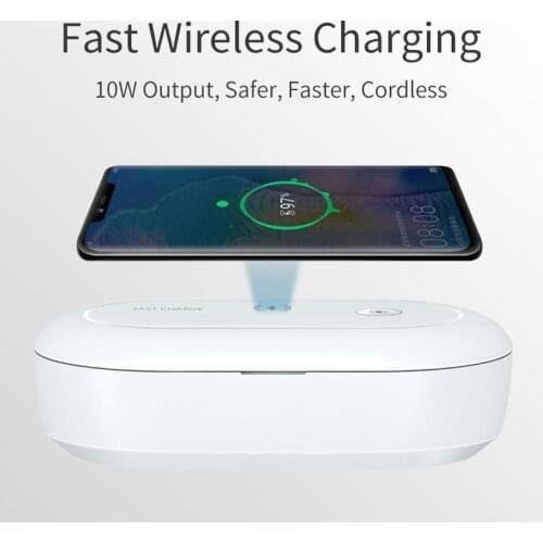 Wireless Charger for iPhone UV Disinfection Sterilizer UVC Light Sanitizer Box Cell Phone Disinfector 10W Wireless Charging