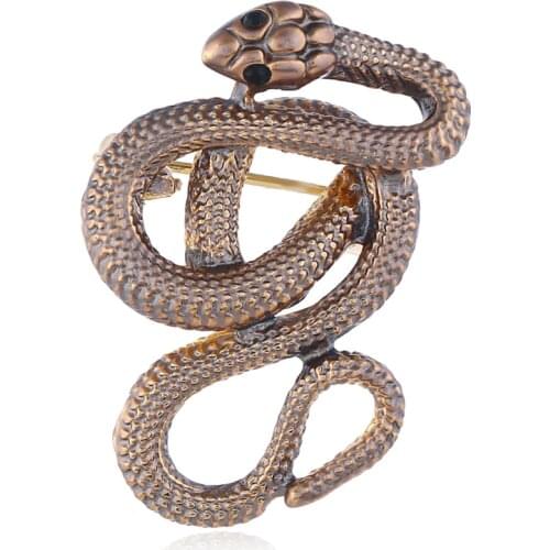 New Vintage Cobra Snake Shape Animal Black Rhinestone Brooch For Unisex Women Men Crystal Eyes Simulation Snake Pins Jewelry