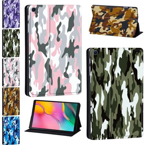 Tablet Case for Samsung Galaxy Tab A 8.0 9.7 10.1 10.5"/Tab E 9.6"/Tab S5e 10.5"/Tab S6 Lite 10.4" PU Leather Camouflage Pattern