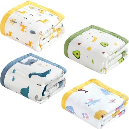 10 Layers of 100% Cotton Gauze Baby Blanket Bedding Newborn Cartoon Swaddle Kids Blanket Sofa Quilt Manta Bebe Recien Nacido
