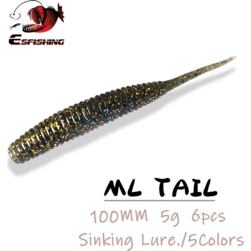ESFISHING Carp Fishing Lure Soft Lure ML Tail 100mm 5g 6pcs Isca Artificial Crankbait Bait For Fishing Jig Zander