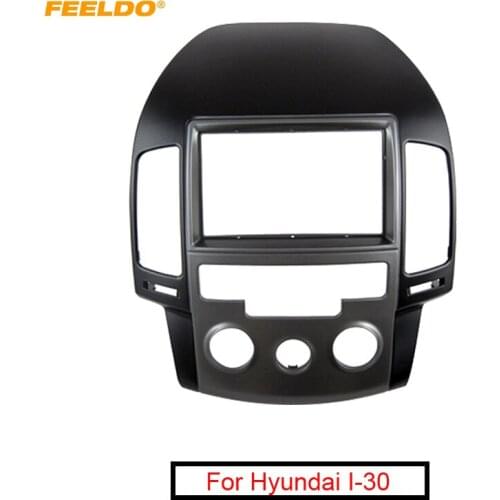 FEELDO Car 2Din Radio Fascia Frame for Hyundai I-30 2009 Manual AC LHD Korean Stereo Face Panel Dash Trim Kit #MX5143