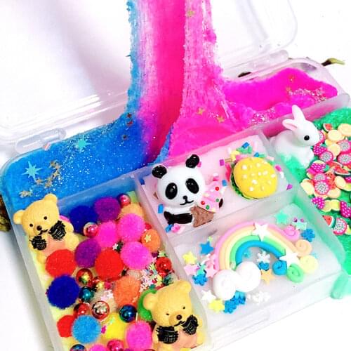 Colorful Mixing Cloud Snow Slime Squishy Anti-stress Kids Sludge Rainbow Cotton Toy For Plasticine Gift Rabbit Panda Slime Toy