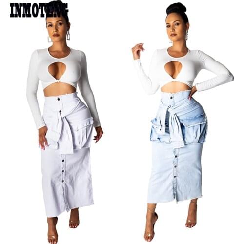Женские юбки джинсовые INMOTENG China At AliExpress