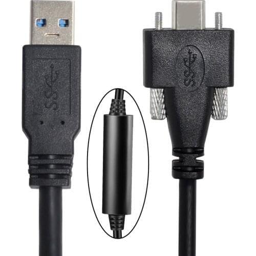 CY 5 Meters USB 3.1 Type-C Dual Screws Locking to Standard USB3.0 Data Cable Mount Type for Camera Recorder