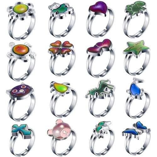 Women Change Mood Ring Round Emotion Feeling Changeable Temperature Control Gems Color Changing Rings Female Fashion Jewelry