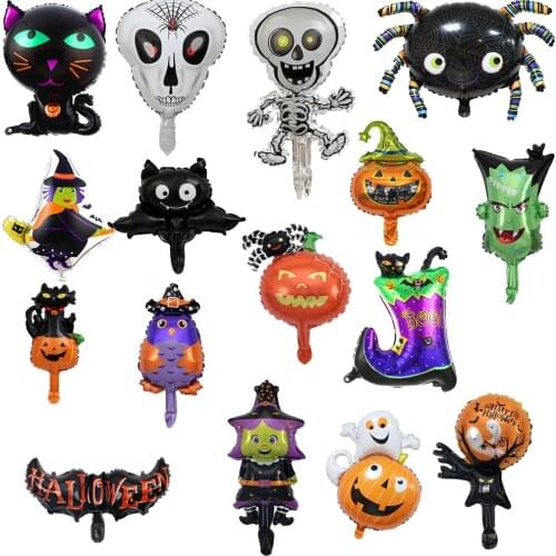Halloween Witch Pumpkin Bat Ghost Skull Spider Foil Balloons DIY Halloween Party Decoration Childrens Inflatable Toys Globos