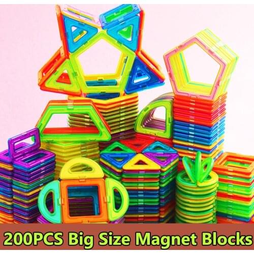 30-200pcs Big Size Designer Magnetic Constructor Magnet Building Blocks Accessories Educational Toys for Children Gifts