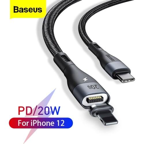 Baseus PD 20W Magnetic USB Type C Cable For iPhone 12 11 Pro Xs Max Xr 8 7 Plus Fast Charging USB C Data Cable Charger Wire Cord
