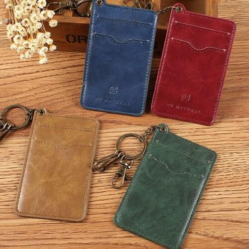 Retro Style Multifunction Sets 3 Card Slots PU Leather Access Bus Card Sets Documents Badges Work Card Key Holder Card Packs