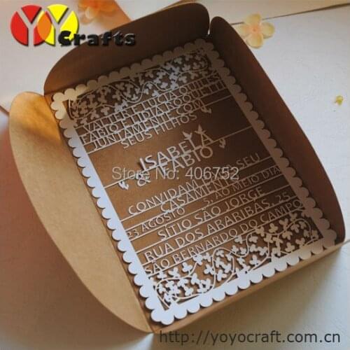 Fashion wedding favors wholesale wedding anniversary laser cut handmade invitation card