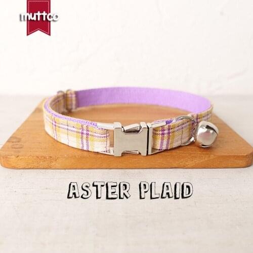 MUTTCO Retailing cute and beautiful self-design personalized cat collars ASTER PLAID handmade collar 2 sizes UCC100