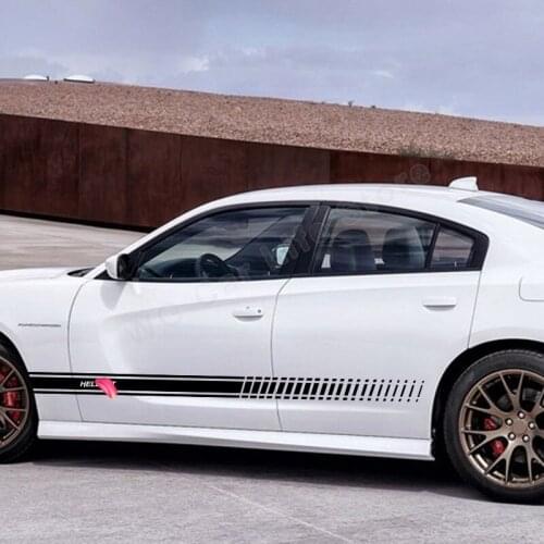 2 Pcs Car Body DIY Stickers Accessories Car Decoration Vinyl Decals for Dodge Hellcat Sports Long Styling Skirt Sticker