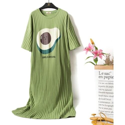 Oversize Women Nightgowns Cotton Night Dress Cute Cartoon Fruits Casual Long Home Dress Night Shirt Loose Sleepwear Nightwear