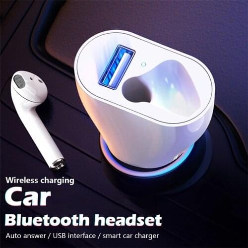 New Car Bluetooth Headset Charger Headset 2-in-1 Wireless Headset Commercial Single Ear Bluetooth 5.0Chip Headset Safe Driving