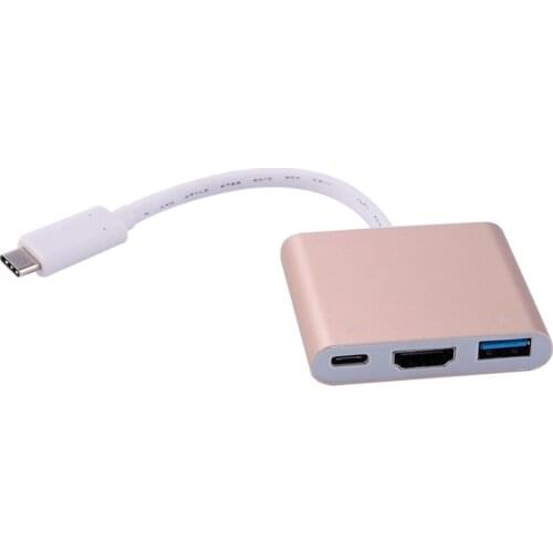 Newest Type C USB 3.1 to USB-C 4K HDMI USB3.0 Adapter 3 in 1 Hub For Apple Macbook Sliver and Gold colors