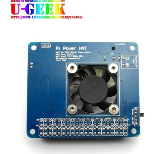 UGEEK Pi Power HAT Board with Programmable Smart Temperature Control Fan|6V~14V input|4A outmax|For Raspberry Pi 3B+/3B/3A+/zero
