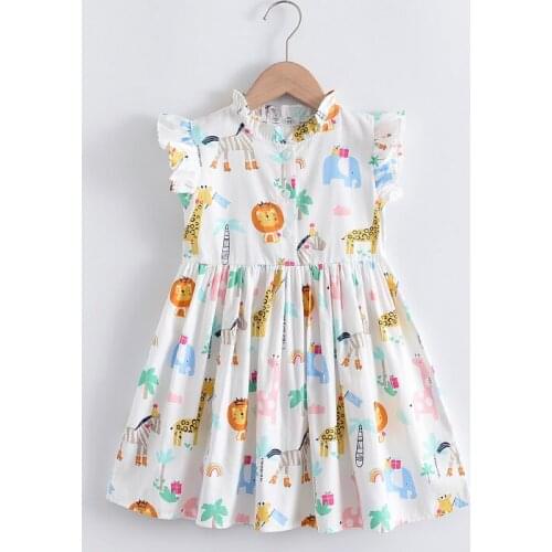 Girl Dress 2021 New Summer Baby Girls Cartoon Print Toddler Kid Princess Party Clothes Children Dress Floral Dresses Vestido