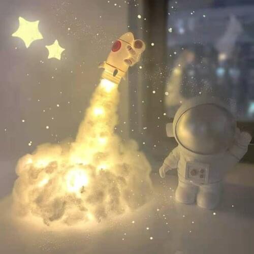 Astronaut Bedside Lamp Kid DIY Special LED Clouds Rocket Bedroom Night Light Intelligent Night Light Corridor Bathroom
