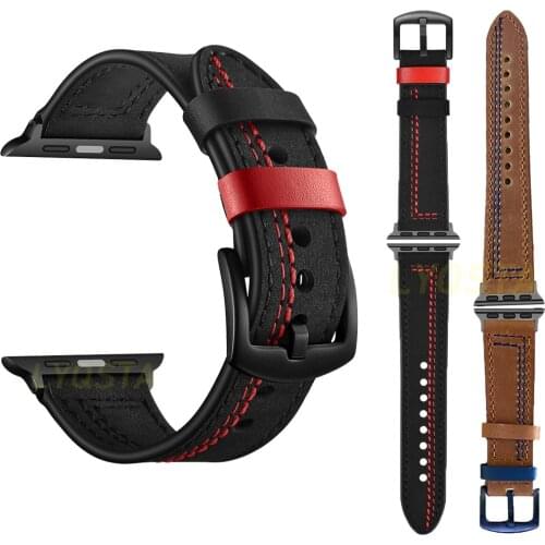 High Quality Leather Band For iWatch 40/44mm Sports Strap Wristband For Apple watch 42/38mm Series 1 2 3 4 5 6 SE Accessories