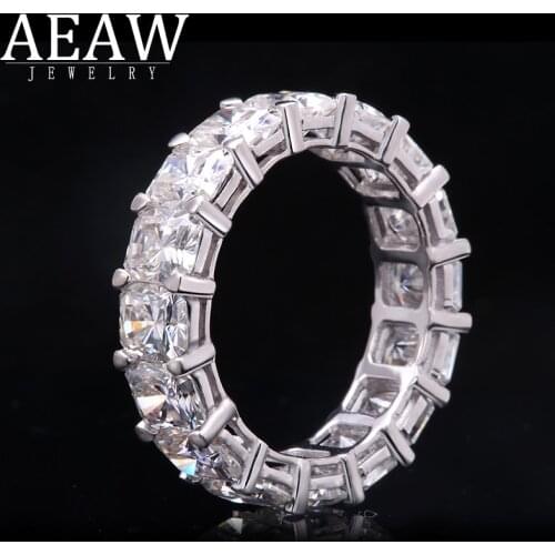 AEAW Solid silver 925 Luxury 5x6mm total 14-17ctw Engagement Ring Wedding Moissanite Full Enternity Diamond Band For Women