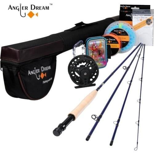 Angler Dream Fly Fishing Rod and Reel Combo Set 5/6 WT Rod Combo with Fly Line Fly Lures Full Kit with Bag