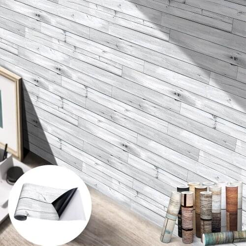 Nordic Gray Wood Grain Self Adhesive Wallpaper Decorative Living Room Kitchen Furniture Removable Waterproof Vinyl Wall Covering