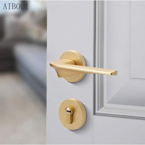 Modern Door Lock Indoor Bedroom Door Lock Mute Door Lock Split Golden Brushed Household Wooden Door Lock