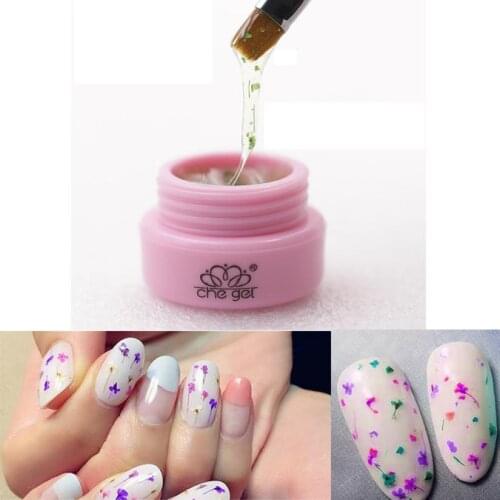 3G Dried Flowers Gel Nail Polish Clear Gel UV LED Soak Off Nail Art Polish with Dry Flower Nail Art Tool #Y