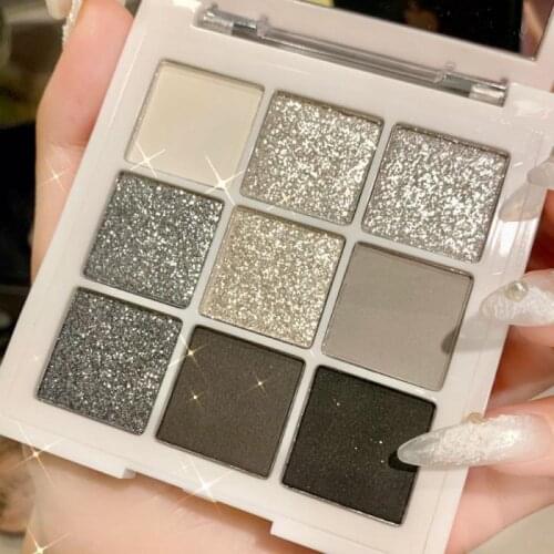 Nine-color Punk Eye Shadow Pearlescent Matte Cement Gray Three-dimensional Long Lasting Makeup Palette Cosmetic TSLM1
