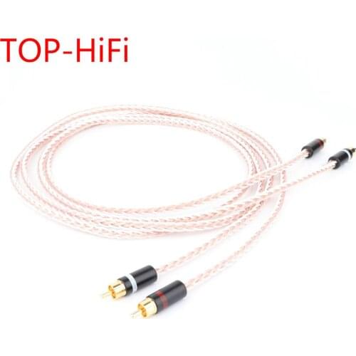 TOP-HiFi Single Crystal Copper Silver Mixed Audio Cable HIFI RCA Interconnect Cable 2RCA to RCA Cable for Amplifier Player
