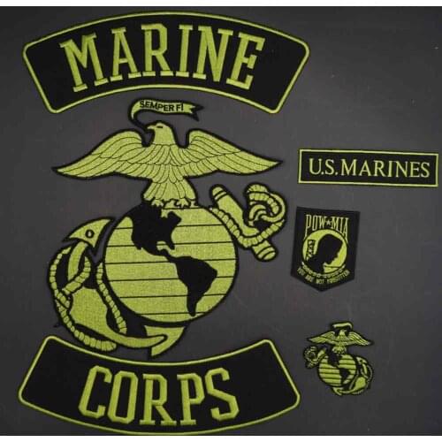 Marine Corps US Embroidery Motorcycle Biker Patch Clothes Stickers Apparel Accessories Badge Iron on Backing