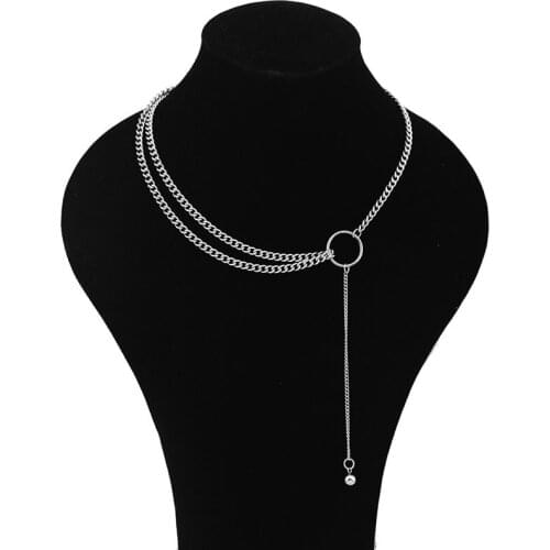 WOWTIGER Punk Waterproof Double chain Tassel long pendant necklaces for women and men neck Chain necklace Jewelry gifts