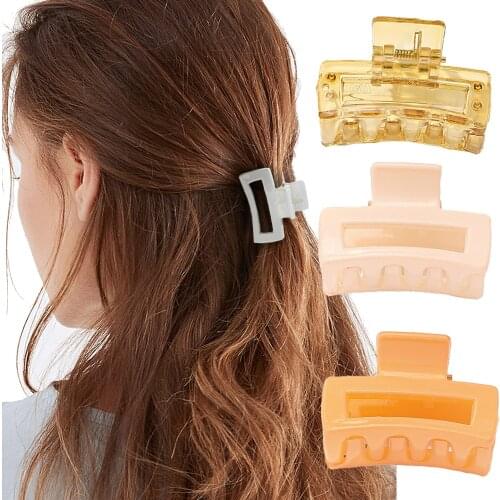 1Pc Korean Solid Hair Claws Elegant Clear Acrylic Hair Clips Hairpins Barrette Headwear for Women Girls Hair Accessories Gifts